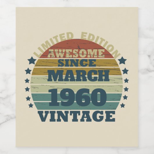 Persoonlijk feestelijk 65e verjaardagsfeest wijn etiket (Enkel label)