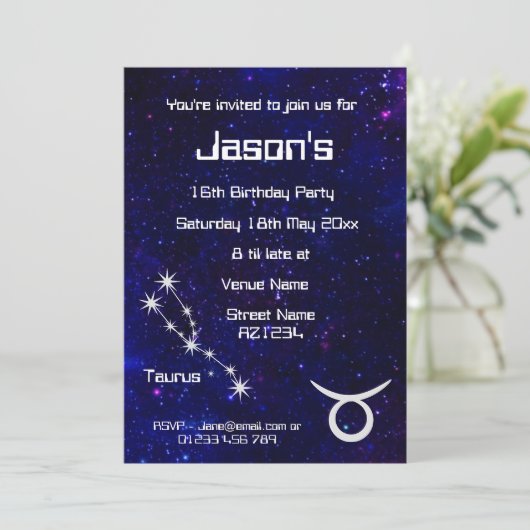 Persoonlijk feestje voor Stier sterrenbeeld in het Kaart (Staand voorkant)