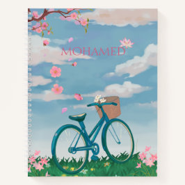 Persoonlijk fiets- en kersenbloesemnotitieboek notitieboek
