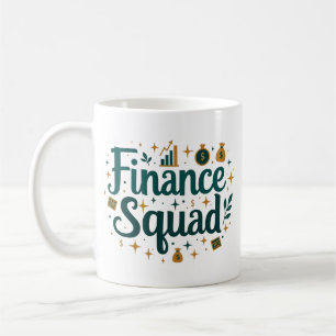Persoonlijk financiëel team met naam koffiemok