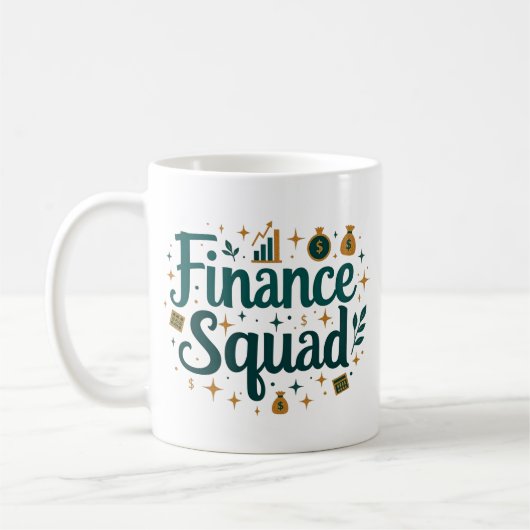 Persoonlijk financiëel team met naam koffiemok (Links)