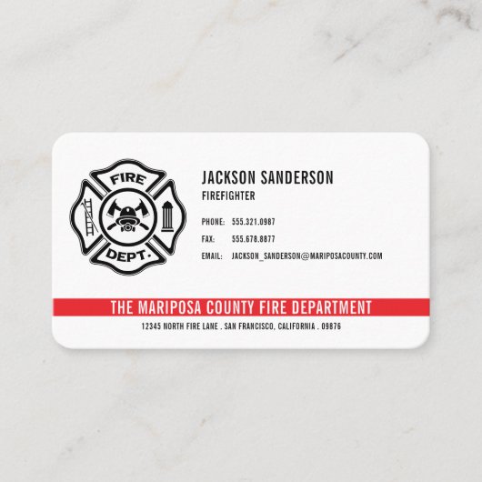 Persoonlijk Firefighter Fire Department Logo Visitekaartje (Voorkant)