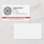 Persoonlijk Firefighter Fire Department Logo Visitekaartje (Voorkant / Achterkant)