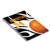Persoonlijk Flaming Basketball B/W Notitieboek (Rechterzijde)
