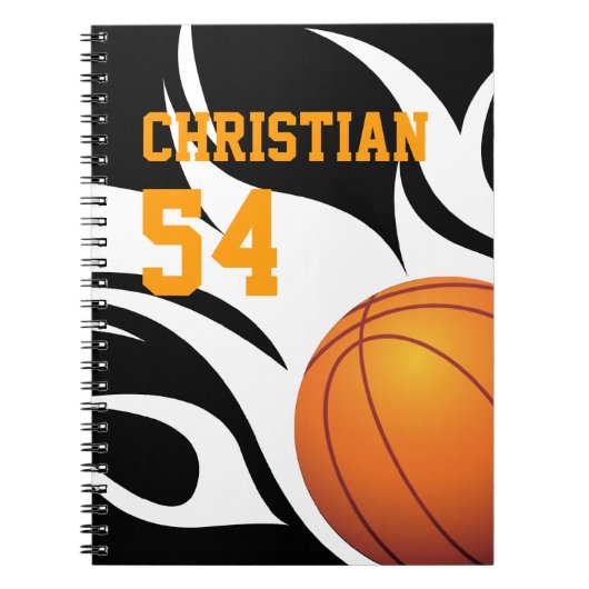 Persoonlijk Flaming Basketball B/W Notitieboek (Voorkant)