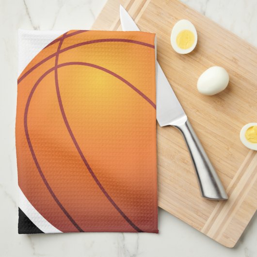 Persoonlijk Flaming Basketball Black en White Theedoek (Quarter Fold)