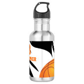 Persoonlijk Flaming Basketball Black en White Waterfles (Voorkant)