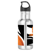 Persoonlijk Flaming Basketball Black en White Waterfles (Achterkant)