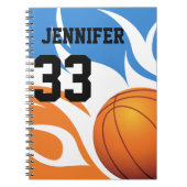 Persoonlijk Flaming Basketball Blue en Oranje Notitieboek (Voorkant)
