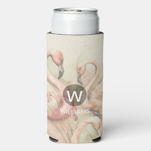 Persoonlijk Flamingo Monogram Seltzer Blikjeskoeler (Seltzer Achterkant)