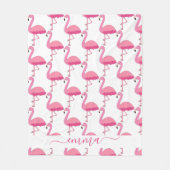 Persoonlijk Flamingo Patroon Met Aangepaste Naam Fleece Deken (Voorkant)