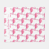 Persoonlijk Flamingo Patroon Met Aangepaste Naam Fleece Deken (Voorkant (Horizontaal))