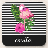 Persoonlijk Flamingo Striped Hard Plastic Onderzet Bier Onderzetter (Voorkant)