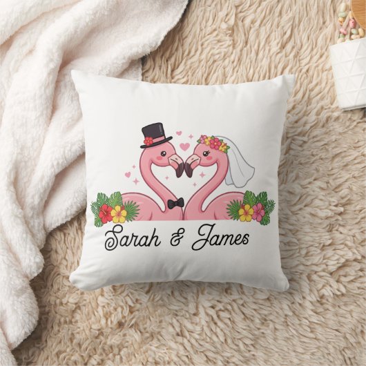 Persoonlijk Flamingo Trouwcadeau TROPISCH Kussen (Deken)