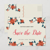 Persoonlijk - Floral Garden Party Save the Date Briefkaart (Voorkant / Achterkant)