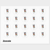 Persoonlijk Florale Monogram R + Naam Envelope Zeg Ronde Sticker (Vel)