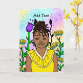 Persoonlijk Folk Art Girl Blank Kaart (Gele Bloem)