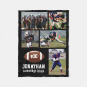 Persoonlijk Football 5 Foto Collage Naam # Team Fleece Deken (Voorkant)
