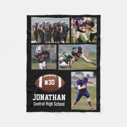 Persoonlijk Football 5 Foto Collage Naam # Team Fleece Deken (Voorkant)