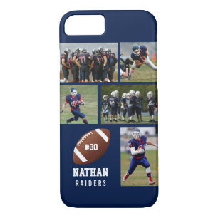 Persoonlijk Football 5 Foto Collage Name Team # iPhone 8/7 Hoesje