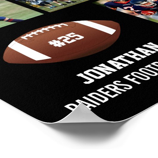 Persoonlijk Football 5 Foto Collage Name Team # Poster (Hoek)