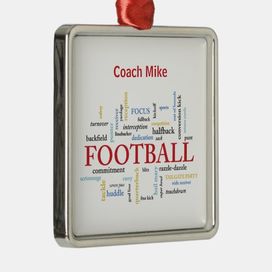 Persoonlijk, Football Coach Dank u in woorden Metalen Ornament (Rechts)
