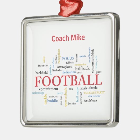 Persoonlijk, Football Coach Dank u in woorden Metalen Ornament (Links)