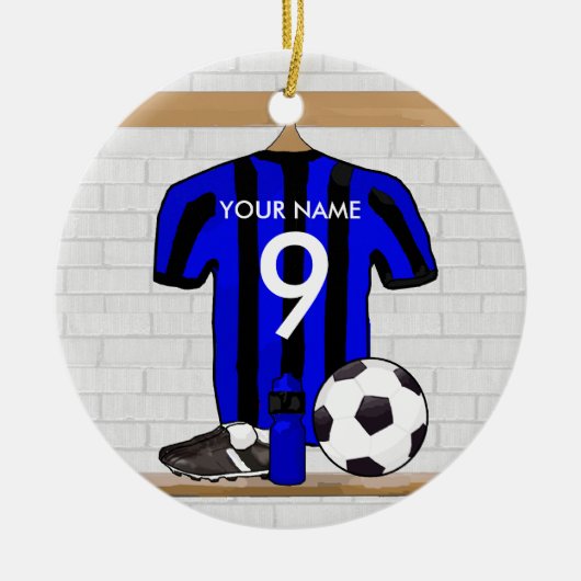 Persoonlijk football en zwart voetbal Jersey Keramisch Ornament (Voorkant)