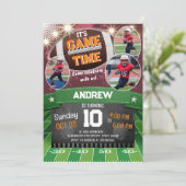 Persoonlijk football verjaardagsfeestje met foto kaart (Staand voorkant)