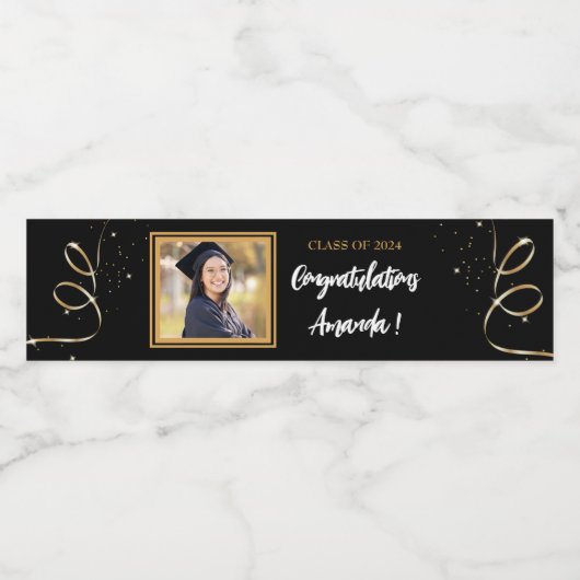 Persoonlijk foto-Afstuderen Waterfles Etiket (Enkel label)