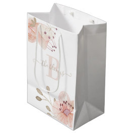 Persoonlijk Foto Aquarel Perzik Bloem Geschenk Tas Medium Cadeauzakje