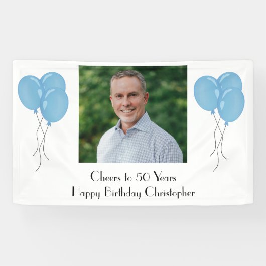 Persoonlijk Foto Birthday Party voor hem of haar Spandoek (Horizontaal)