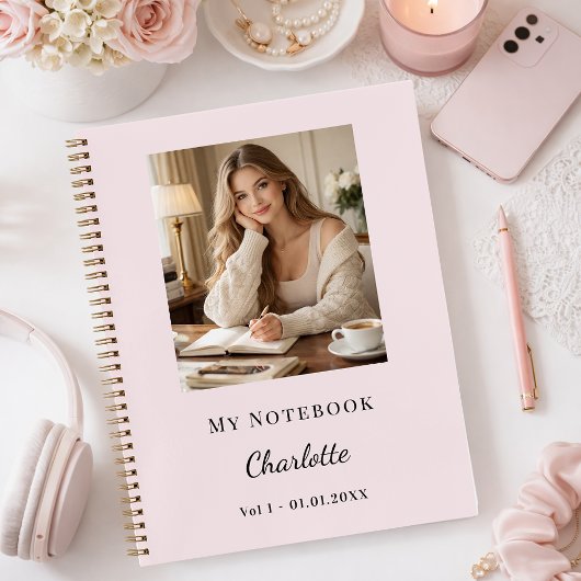 Persoonlijk Foto Blush Roze Schrift Dagboek Notitieboek