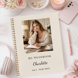 Persoonlijk foto champagnekleurig beige Script jou Notitieboek