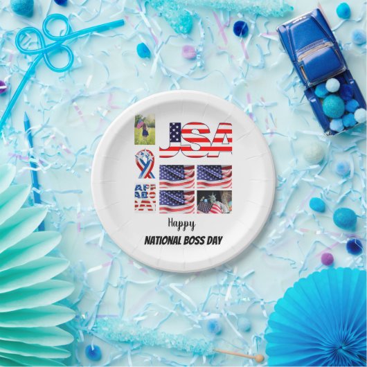 Persoonlijk foto-collage op nationale feestdag 8 papieren bordje (Feest)