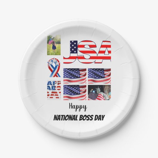 Persoonlijk foto-collage op nationale feestdag 8 papieren bordje (Voorkant)