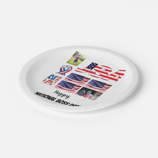 Persoonlijk foto-collage op nationale feestdag 8 papieren bordje (Gekanteld)