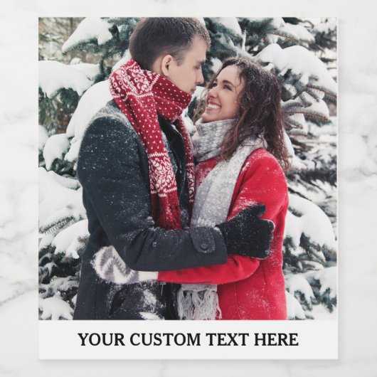 Persoonlijk foto en tekst wijn etiket (Enkel label)