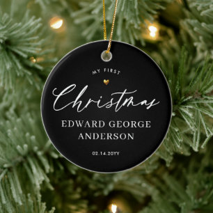 Persoonlijk foto geschenk met verguld hart keramisch ornament