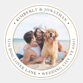 Persoonlijk foto Gold Wedding Return-adres Ronde Sticker (Voorkant)