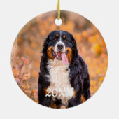 Persoonlijk foto-Hondenliefhebber Puppy Kerstmis Keramisch Ornament (Achterkant)