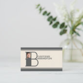 Persoonlijk foto-Initiaal Letter B Monogram Visitekaartje (Staand voorkant)