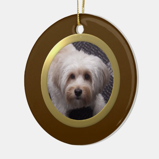 Persoonlijk foto-Lijst op foto's (bruin/goud) Keramisch Ornament (Links)