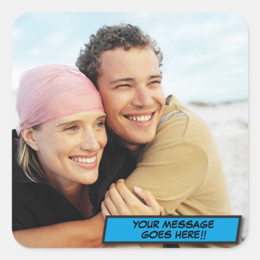 Persoonlijk foto plezier modern vierkante sticker (Voorkant)