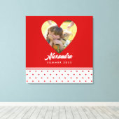 Persoonlijk Foto Red Heart Lijst Modern Birthday Canvas Afdruk (Insitu (Houten vloer))