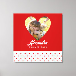 Persoonlijk Foto Red Heart Lijst Modern Birthday Canvas Afdruk