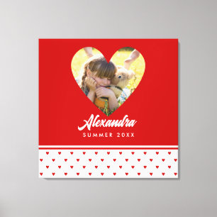 Persoonlijk Foto Red Heart Lijst Modern Birthday Canvas Afdruk