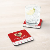 Persoonlijk foto rood hart frame moderne verjaarda bier onderzetter (Rechterzijde)
