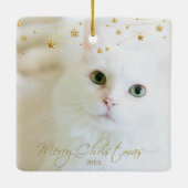 Persoonlijk foto van voetfoto's met gouden kerst keramisch ornament (Achterkant)