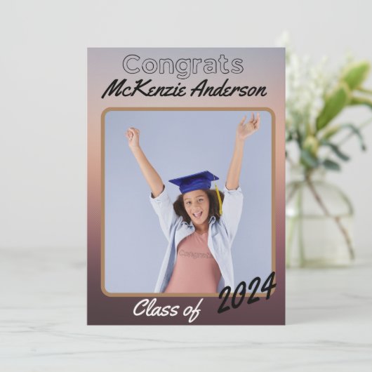 Persoonlijk foto-verjaardagsbericht afstudeeraanko kaart (Staand voorkant)